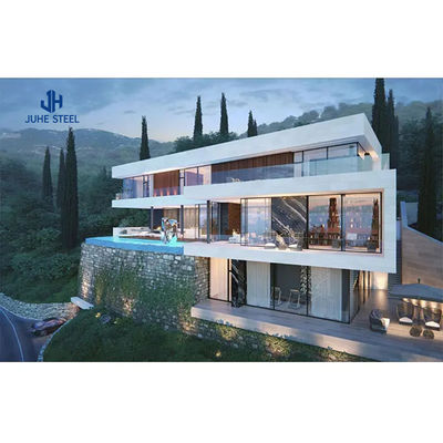 Porte coulissante cadre en acier préfabriqué structure maison kits villa avec fenêtre en alliage d'aluminium