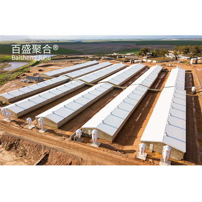 Maison à porcs commerciale personnalisée selon la norme ASTM avec porte à rouleaux et structure en acier préfabriqué
