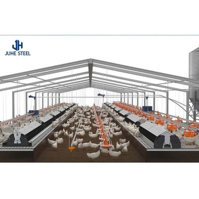 Structure de grille à longue portée Serre préfabriquée moderne pour l'élevage de poulets de chair