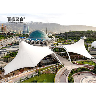 Tissu architectural en PTFE Tente ombrage de cabane Structure de membrane de traction pour le paysage